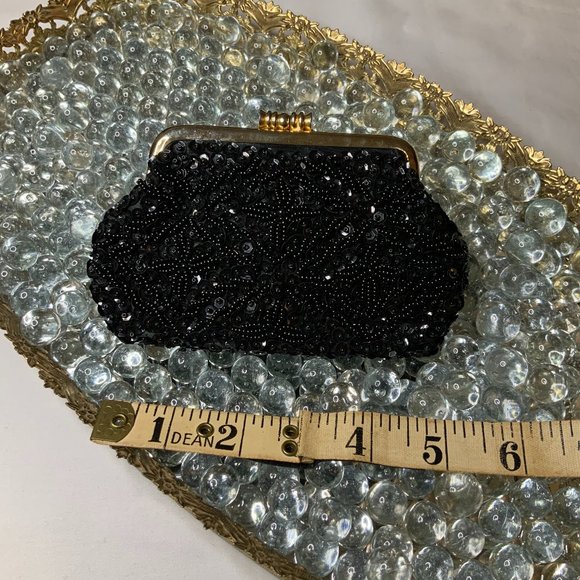 Large Beaded Coin Purse with Kiss Lock Closure - Picture 3 of 3